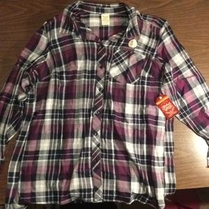 Faded glory, purple plaid  tunic button down #205
